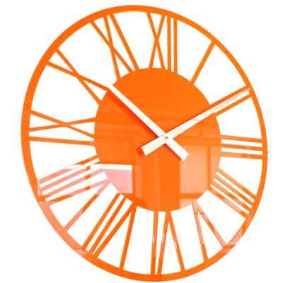 Orange Acrylic Gloss Skeleton Roman Wall Clock