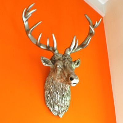 Modern Vintage Silver Stag Wall Trophy Head Large