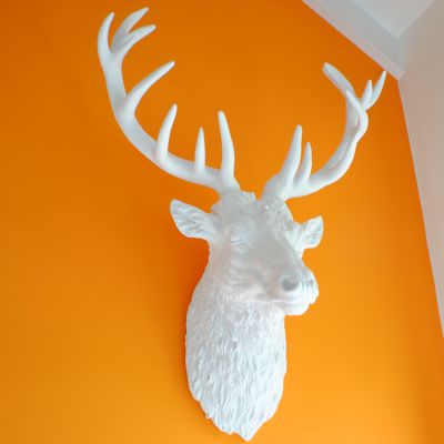 Modern White Stag Wall Trophy Head Large
