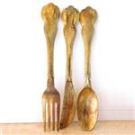 Extra Large Antique Gold Spoon, Fork and Knife Set