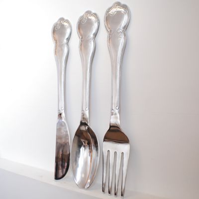 Extra Large Spoon, Fork and Knife Cutlery Wall Set