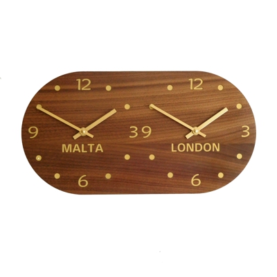 Decora Walnut Gold Deco World Time Zone Clock 