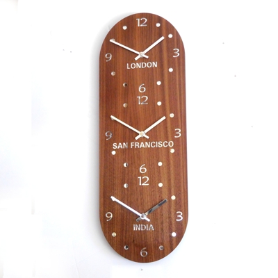 Decora Walnut Mirror Deco World Time Zone Clock 