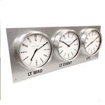 Large Silver Backboard Everyday Time Zone Clock 