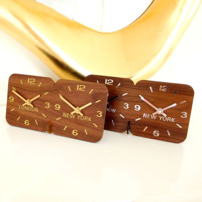 Personalised Walnut Time Zone Desk Mantel Clock 