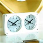 Spirit Gloss White Silver Time Zone Desk Clock