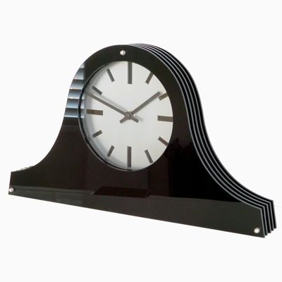  Louis Spirit Gloss Black Silver Dial Mantel Clock