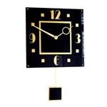 Gloss Black and Gold Square Pendulum Wall Clock