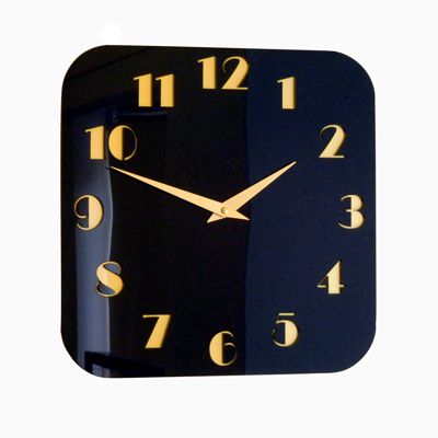 Decoish Gloss Black Gold Deco Wall Clock