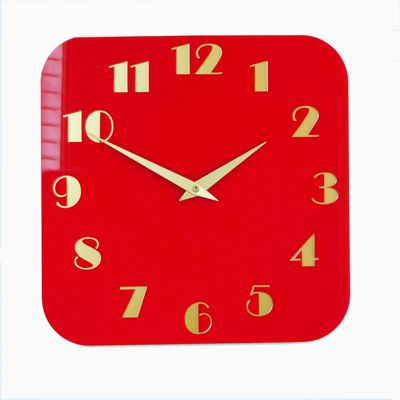 Decoish Gloss Red Gold Deco Wall Clock