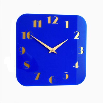 Decoish Gloss Sapphire Blue Gold Deco Wall Clock