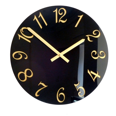 French Numbers Black & Gold Wall Clock
