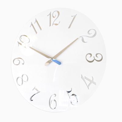 French Numbers White & Mirror Wall Clock