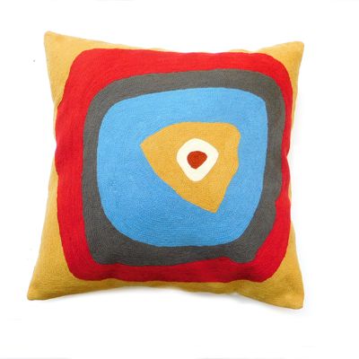 Zaida Kandinsky Elipse Mustard Brown Cushion 18"