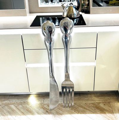 Extra Large Fork and Knife Cutlery Wall Set