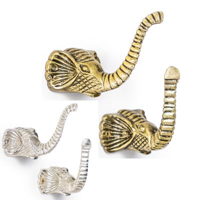 Silver and Gold Elephant Head Coat Hooks