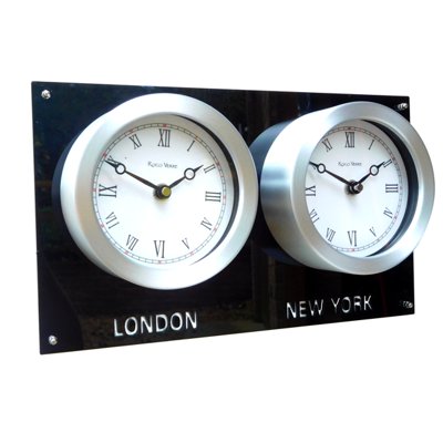 Gloss Black Backboard Everyday Time Zone Clock 