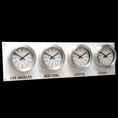 Gloss White Backboard Everyday Time Zone Clock 