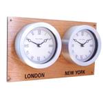 Oak Backboard Everyday Multi Time Zone Wall Clock 