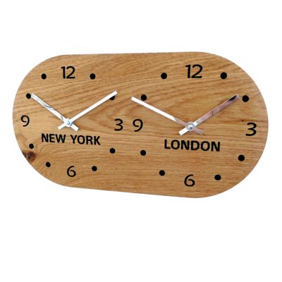 Retro Oak Personalised Wooden Time Zone Wall Clock
