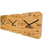 Oak Wooden Wall Time Zone Clock