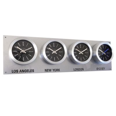 Silver Grey Backboard Everyday Time Zone Clock 