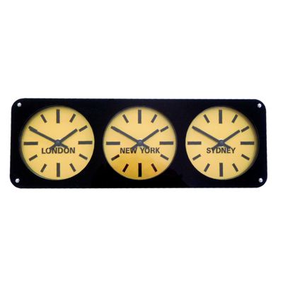 Spirit Gloss Black Gold Time Zone Desk-Wall Clock