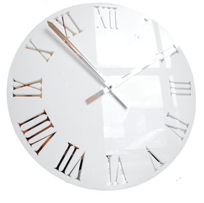 Gloss White Mirror Acrylic Roman Clock
