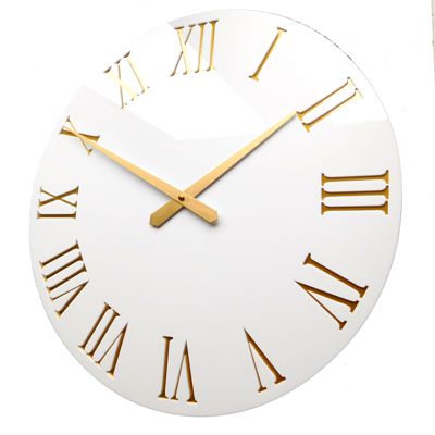 Rockafella White & Gold Roman Wall Clock