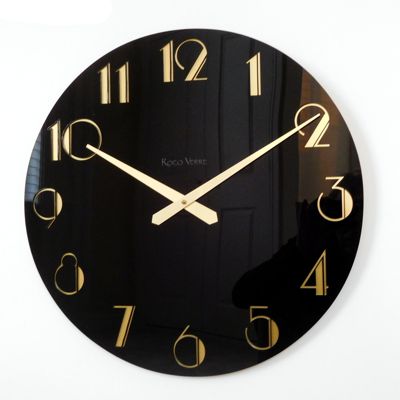 Twenties Black and Gold Gloss Wall Clock