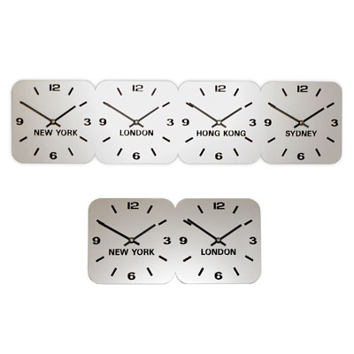 Silver Acrylic Personalised Time Zone Wall Clock