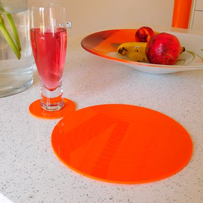 Orange Gloss Circlets Coasters and Placemats