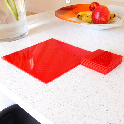 Red Gloss Circlets Coasters and Placemats