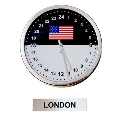 24hr Time Zone Flag Clock & Sign