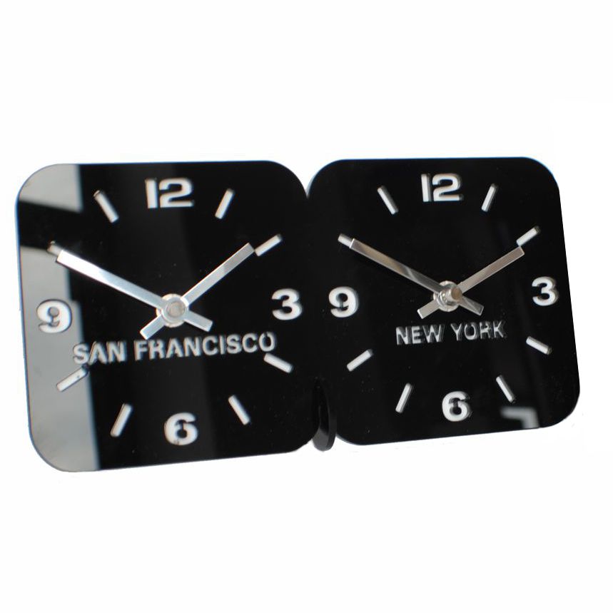 Acrylic Dual Dial Mantel Time Zone Clock