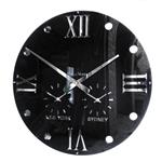 Gloss Black Round Retro Roman Timezone Wall Clock