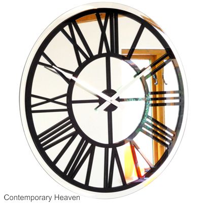Bevelled Mirror Skeleton Wall Clock 