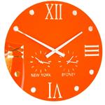 Gloss Orange Round Retro Roman Timezone Wall Clock