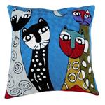 Zaida Cats Blue Cushion 18” 