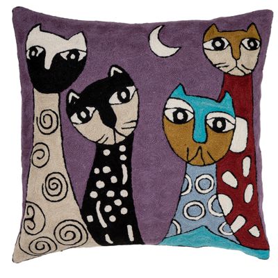 Zaida Cats Purple Cushion 18” 