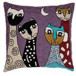 Zaida Cats Purple Cushion 18” 