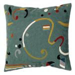Zaida Kandinsky Teal Ribbon Cushion 18”