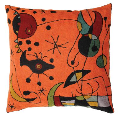 Zaida Miro Kite Flying Orange Cushion 18” 