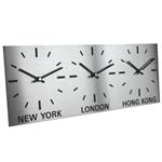 Triple Dial Brushed Stainless Steel Clock