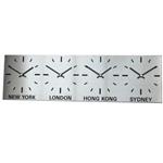 Brushed Stainless Steel 4 Dial Timezone Clock