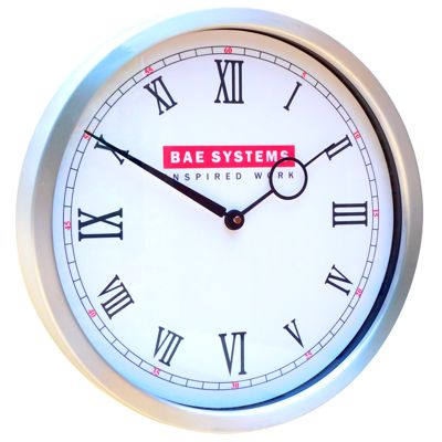 Custom Time Zone Roman Black and White Wall Clock Roman White Brushed 26cm Dia