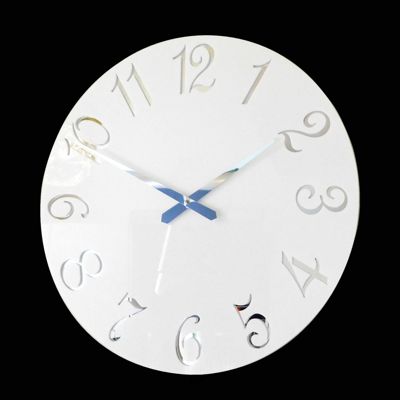French Numbers White & Mirror Wall Clock 35cm (13.75) Diameter