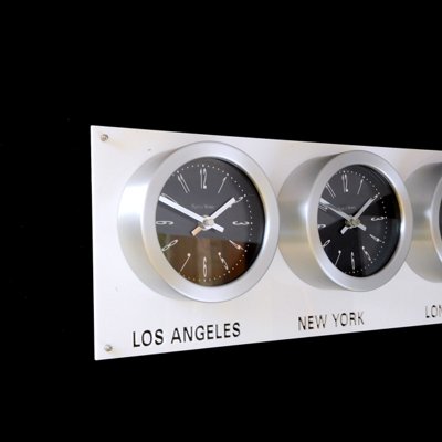 Gloss White Backboard Everyday Time Zone Clock  Dual Dial White Gloss H19cm x L32cm x D6cm 