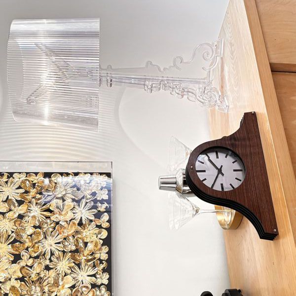 Louis Spirit Walnut Silver Dial Mantel Clock Louis Sprit Black Silver H21.5cm x W36cm x D7.5cm 
