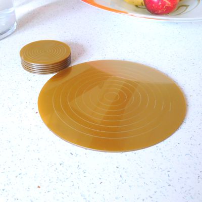 Gold Gloss Circlets Coasters and Placemats 10cm Dia ROUND COASTER GOLD